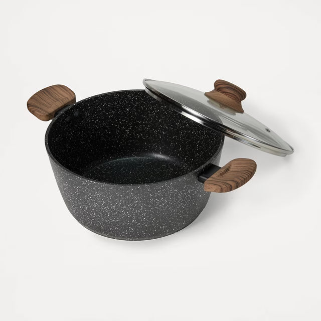 24cm Wood Look Handle Saucepan