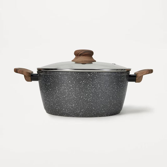 24cm Wood Look Handle Saucepan